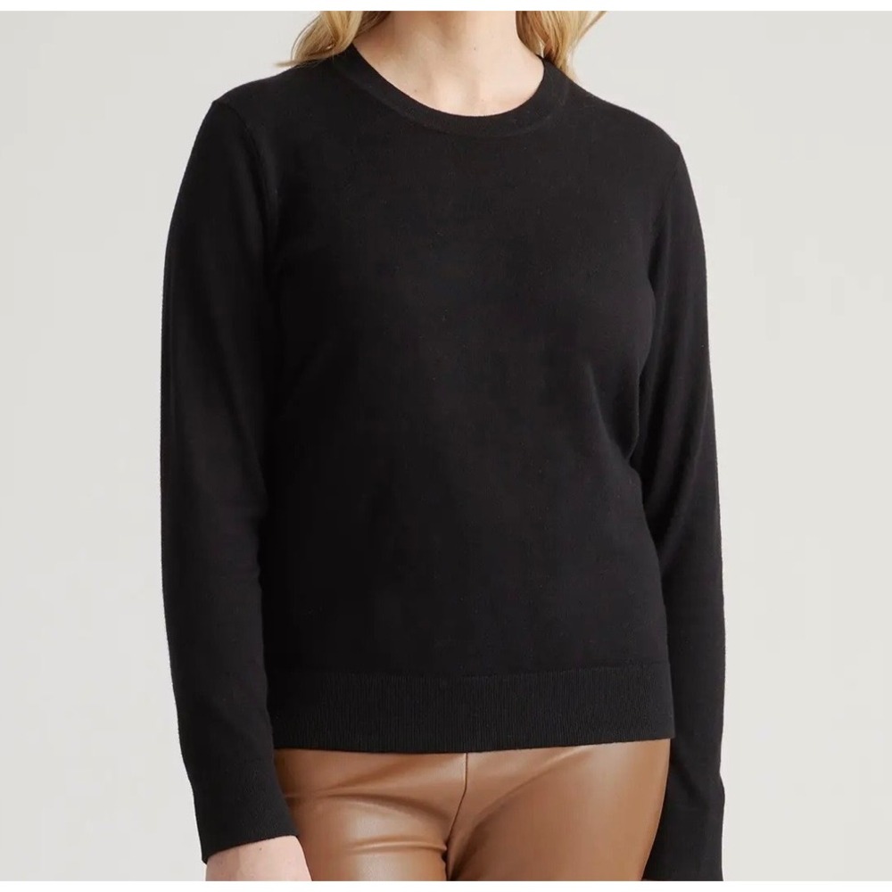 Quince Womens Lightweight Cotton Cashmere Crewneck Sweater Small Organic Black